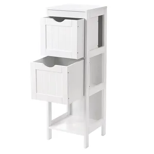 White Freestanding Bathroom Floor Cabinet with Two Drawers – photo 4