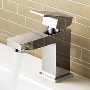 Chrome Square Basin Mixer with Flat Lever