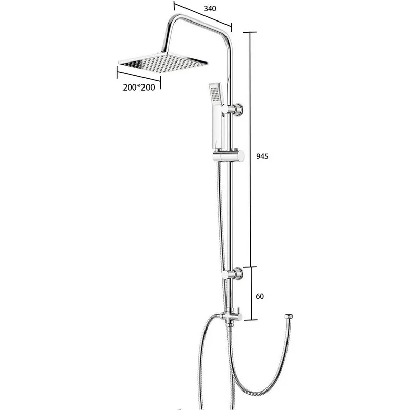Chrome Exposed Shower System with Square Rain Head and Bath Spout – photo 2