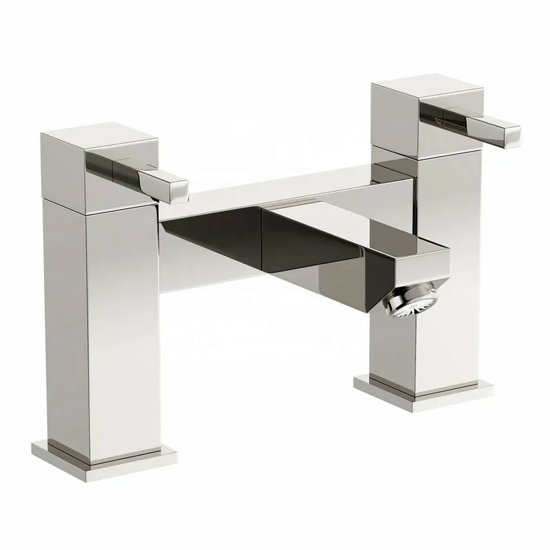 Chrome Square Waterfall Bath Filler – Wide Two-Handle – photo 2
