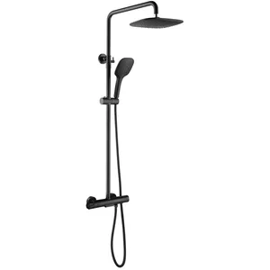 Matte Black Exposed Shower Column with Square Rain Head and Square Hand Shower – photo 3