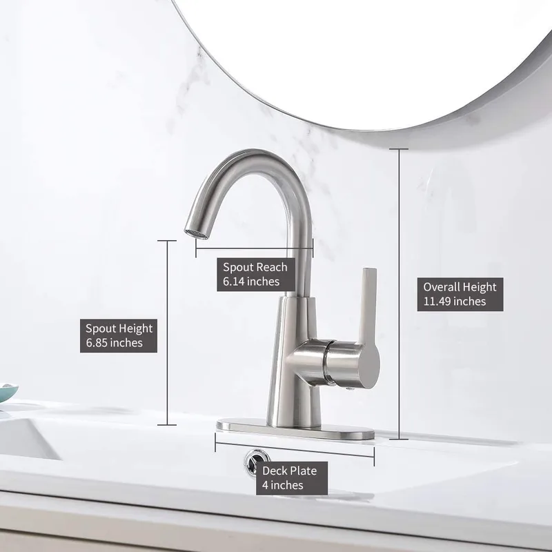 Brushed Gooseneck Single-Lever Faucet with 4-Inch Deck Plate