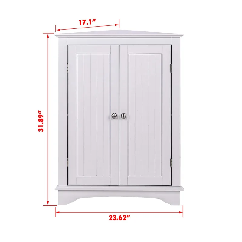 White Corner Bathroom Cabinet with Adjustable Shelf – photo 4