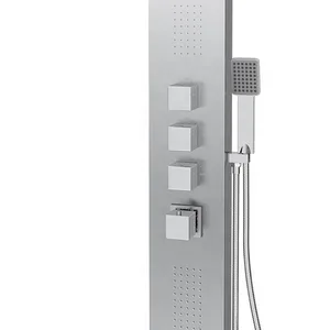 Brushed Shower Panel Column with Rain Head, Body Jets and Hand Shower – photo 2
