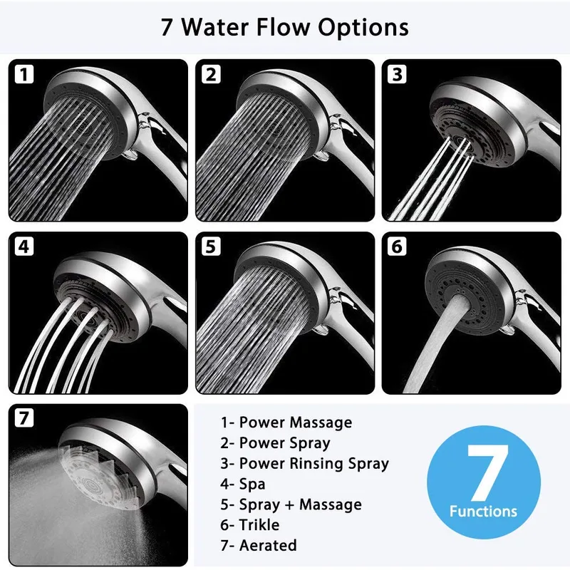 7-Function Handheld Shower Head
