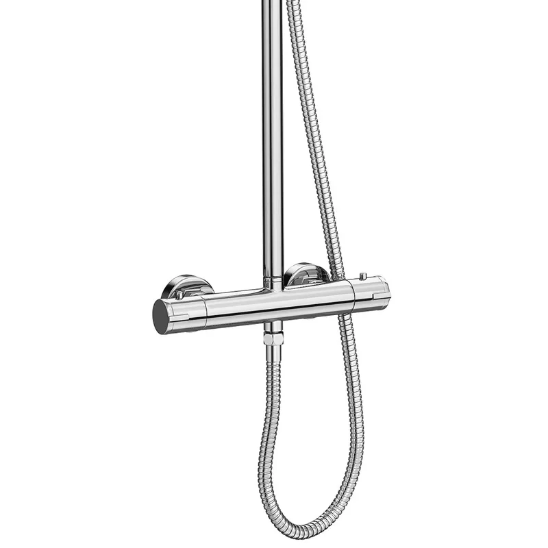 Chrome Exposed Bar Shower Column with Round Rain Head and Hand Shower – photo 2