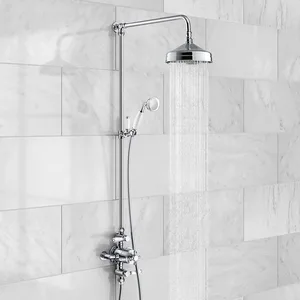 Traditional Chrome Exposed Shower System with Round Rain Head and Hand Shower