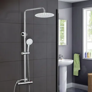 Chrome Round-Head Exposed Bar Shower with Slim Riser