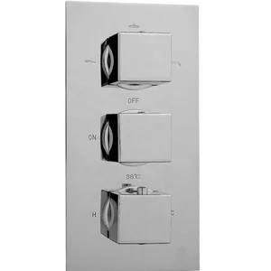 Chrome Concealed Triple Thermostatic Shower Valve, Square