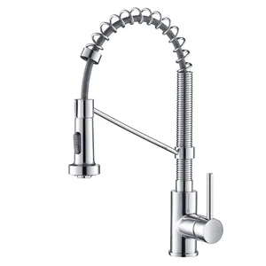 Brushed Spring Pull-Down Kitchen Faucet – Commercial Style – photo 2