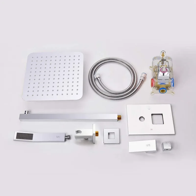 Chrome Concealed Shower System with Square Rain Head and Hand Shower – photo 2