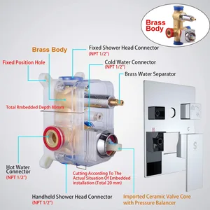 Chrome Concealed Shower System with Square Rain Head and Hand Shower – photo 3