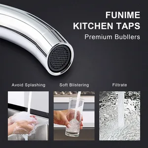 Traditional Chrome Swan-Neck Kitchen Mixer with White Lever Handles – photo 3