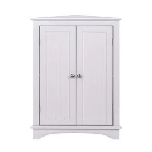 White Corner Bathroom Cabinet with Adjustable Shelf – photo 3