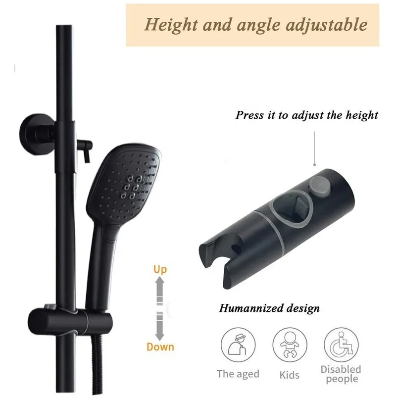 Matte Black Exposed Shower Column with Square Rain Head and Square Hand Shower – photo 2