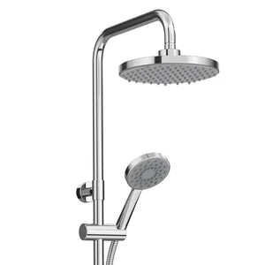 Chrome Exposed Bar Shower Column with Round Rain Head and Hand Shower – photo 3