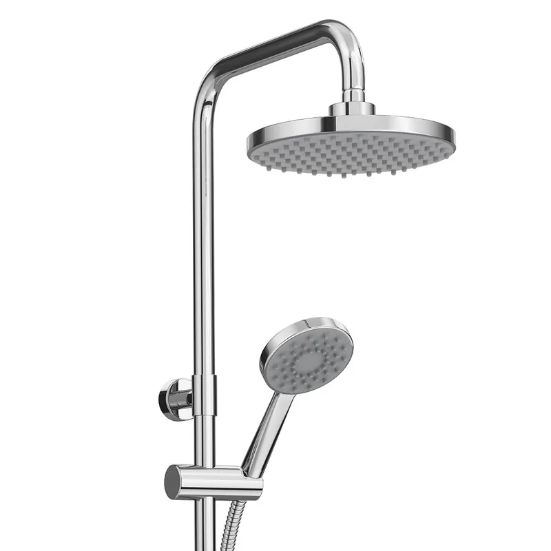 Chrome Exposed Bar Shower Column with Round Rain Head and Hand Shower – photo 3