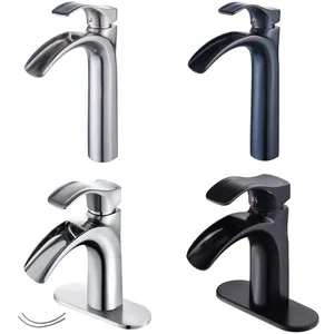 Brushed Tall Vessel Basin Mixer with Curved Spout – photo 3