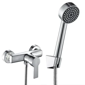 Chrome Wall-Mounted Shower Mixer with Hand Shower – photo 3