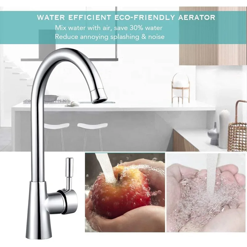 Chrome Gooseneck Single-Lever Kitchen Faucet with Ceramic Disc Valve – photo 4