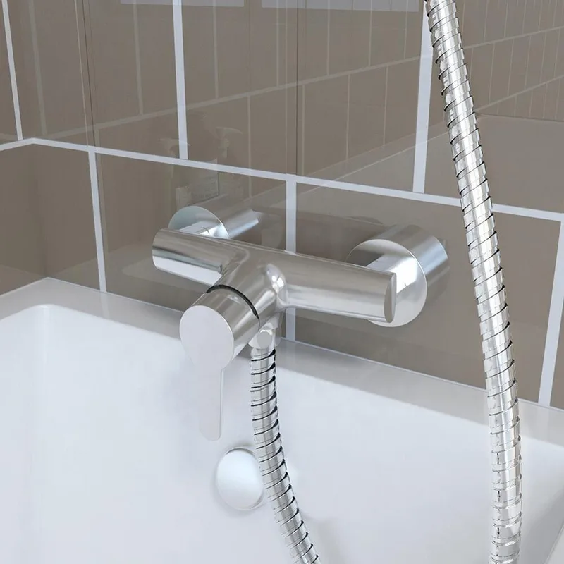 Chrome Wall-Mounted Shower Mixer with Hand Shower – photo 4