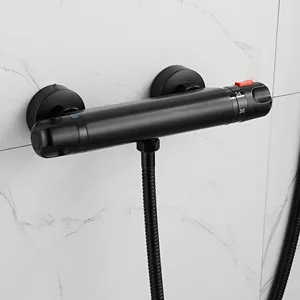 Matte Black Wall-Mounted Bath Shower Mixer with Slide Rail Kit – photo 4