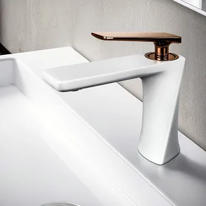 White and Rose Gold Single-Lever Basin Mixer