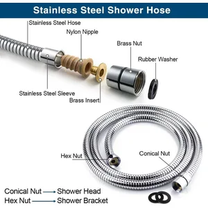 5-Setting Handheld Shower Head Set with Hose and Bracket – photo 2