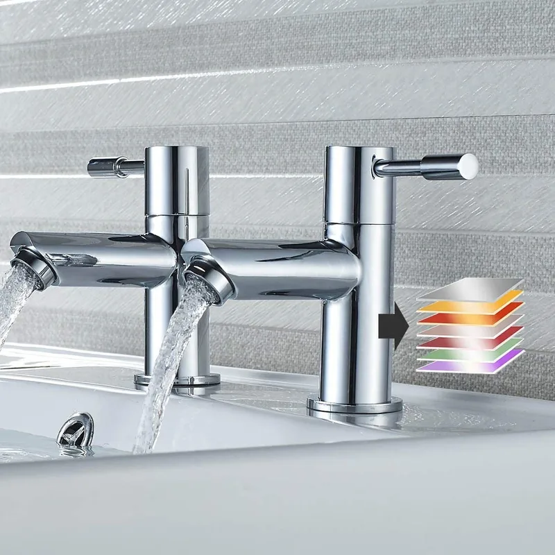 Chrome Round Modern Basin Pillar Taps (Pair) – photo 3