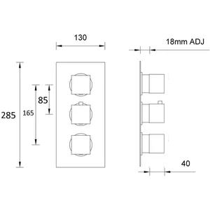 Chrome Concealed Triple Thermostatic Shower Valve, Square – photo 4