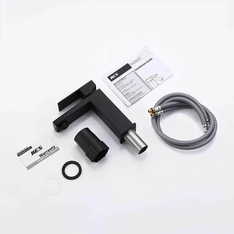 Matte Black Square Single-Lever Basin Mixer – photo 2