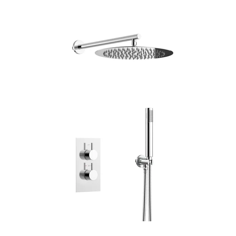 Brushed Concealed Shower System with Square Rain Head and Hand Shower – photo 4