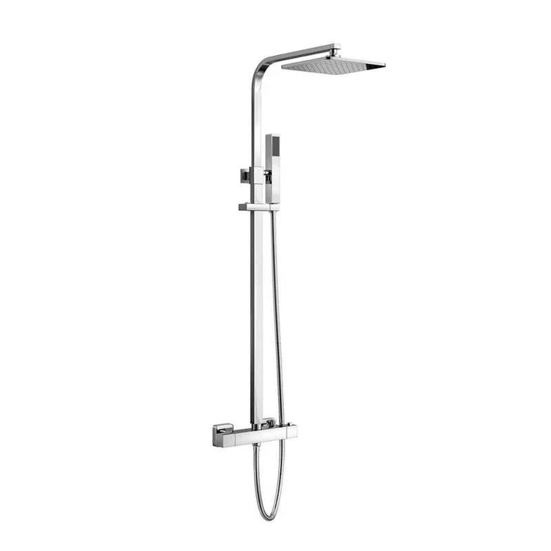 Chrome Exposed Bar Shower with Square Rain Head and Square Handset – photo 3