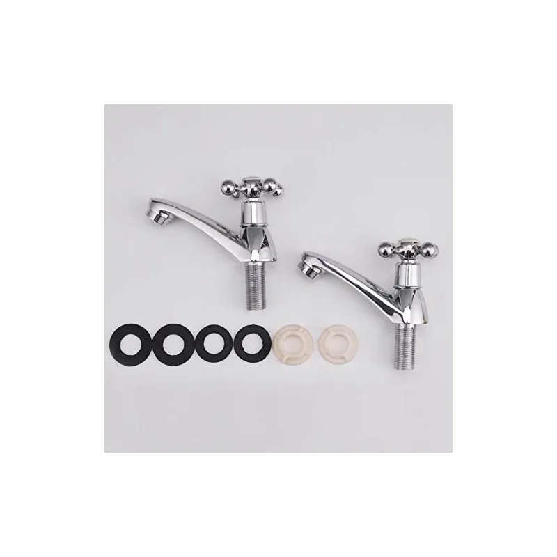 Chrome Cross-Handle Basin Pillar Tap – photo 3
