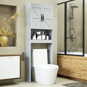 Over-the-Toilet Bathroom Storage Cabinet with Barn-Style Doors