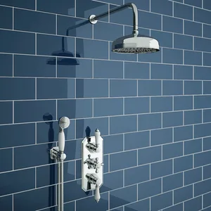 Traditional Chrome Concealed Shower with Round Rain Head and Hand Shower