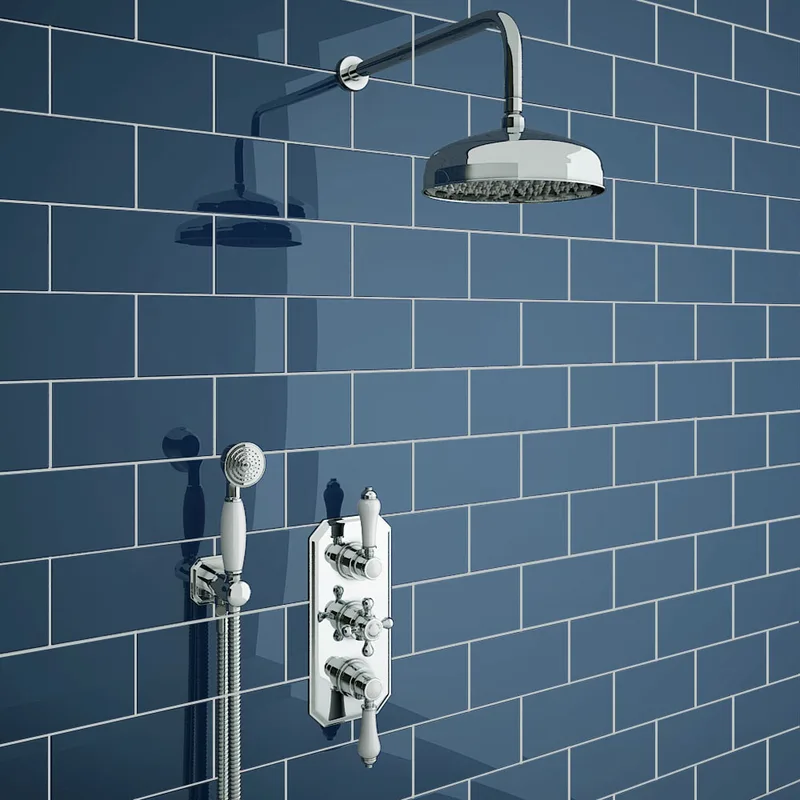 Traditional Chrome Concealed Shower with Round Rain Head and Hand Shower