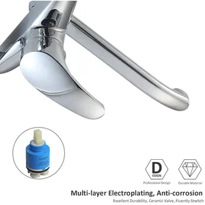 Chrome Wall-Mounted Single-Lever Kitchen Mixer with Long Spout – photo 2