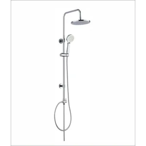 Chrome Shower Column with Round Rain Head and Round Hand Shower