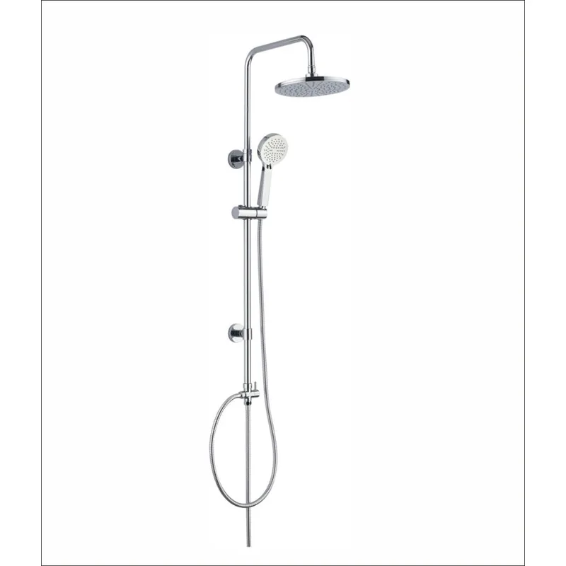 Chrome Shower Column with Round Rain Head and Round Hand Shower