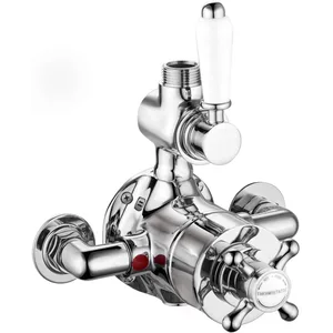 Traditional Chrome Exposed Shower Valve with White Levers – photo 2