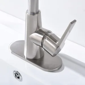 Brushed Gooseneck Single-Lever Faucet with 4-Inch Deck Plate – photo 3