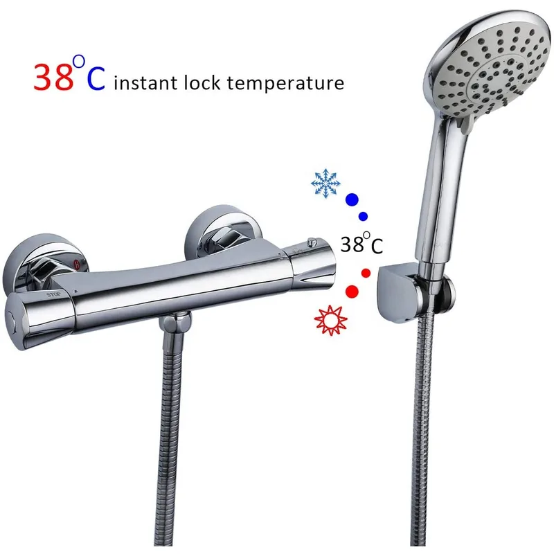 Chrome Exposed Bar Shower Mixer Valve, Wall-Mounted – photo 4