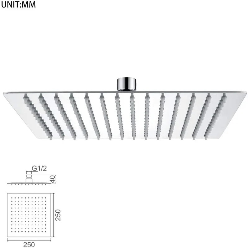 Square Rain Shower Kit with Wall Arm, Hand Shower and Hose – photo 3