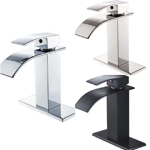 Matte Black Waterfall Basin Mixer with Deck Plate – photo 4