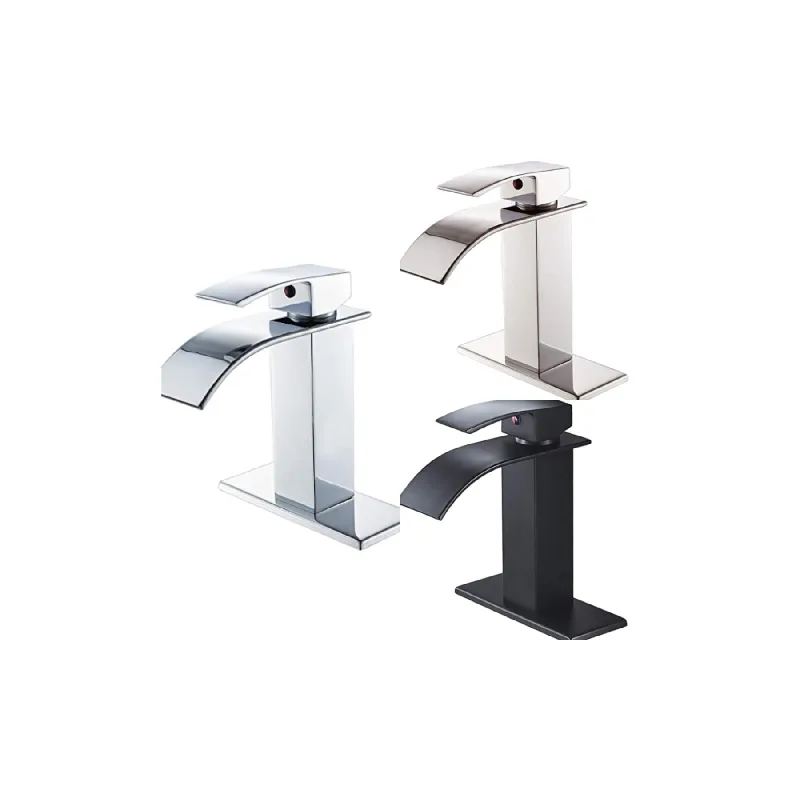Matte Black Waterfall Basin Mixer with Deck Plate – photo 4