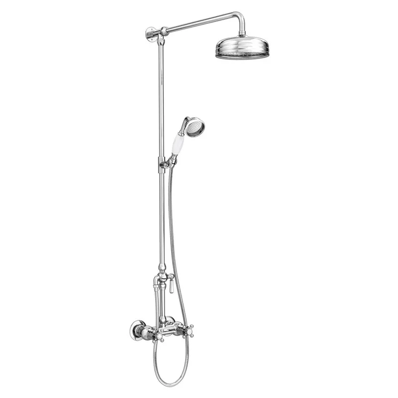 Traditional Chrome Exposed Shower Valve with Rigid Riser and Cross Handles – photo 4