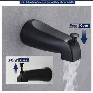 Matte Black Tub and Shower Trim Kit with Round Head and Tub Spout – photo 3