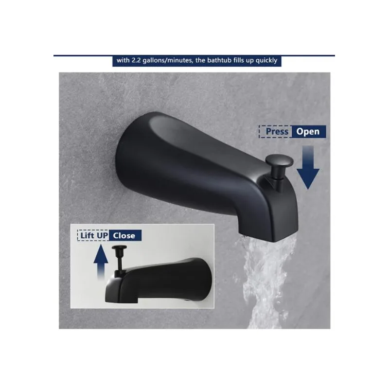 Matte Black Tub and Shower Trim Kit with Round Head and Tub Spout – photo 3