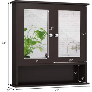 Grey Wall-Mounted Bathroom Mirror Cabinet with Shelf – photo 3